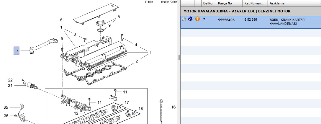Motor Havalandırma Borusu (Opel Astra J, Chevrolet Cruze 1.6 A16XER)