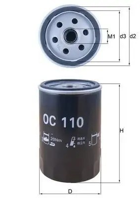 MAHLE Mercedes 190E ve 200E W124 W201 Yağ Filtresi 76,2 mm
