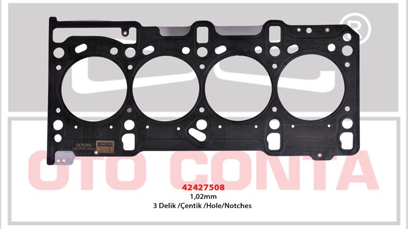 Silindir Kapak Contası 3 Delik 1.02 mm (Opel Astra H/J, Corsa C/D, Fiat Doblo/Fiorino/Linea)