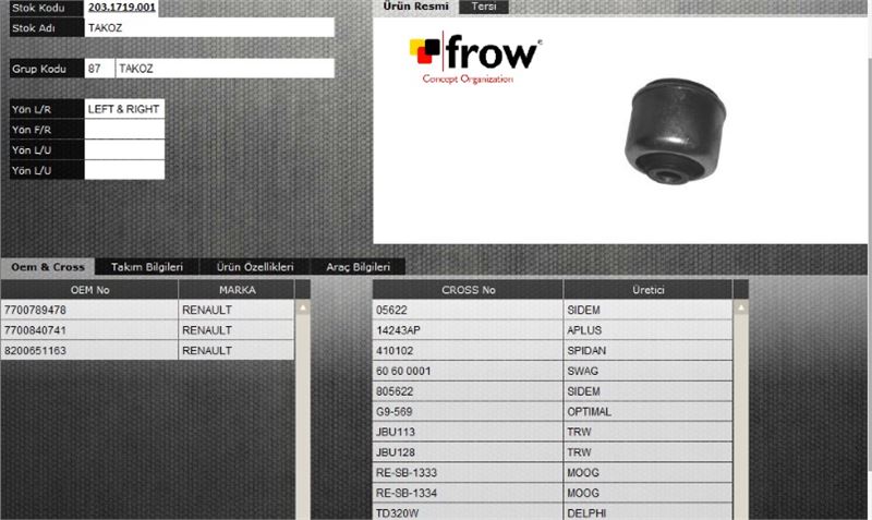 FROW Renault Megane 1.4, 1.6, 1.9, Scenic 1.6 ve Europa 1.4/1.6 Alt Salıncak Burcu