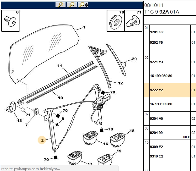 Valeo Cam Mekanizması (Ön) (Sağ) Peugeot 206 CC