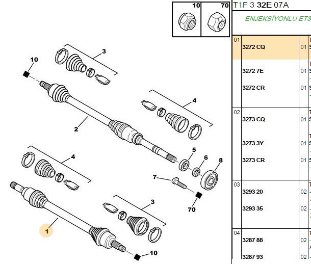 AKS SOL ABSLI 206 DV4TED ET3J4 TU3A (DIS FREZE 21  IC FREZE 22  UZUNLUK 611MM ABS 48T)
