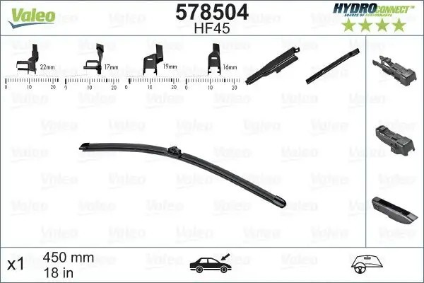 VALEO Mini Silecek Süpürgesi 450 mm - BMW 120i F21, Citroen C5 1.6 Hdi için