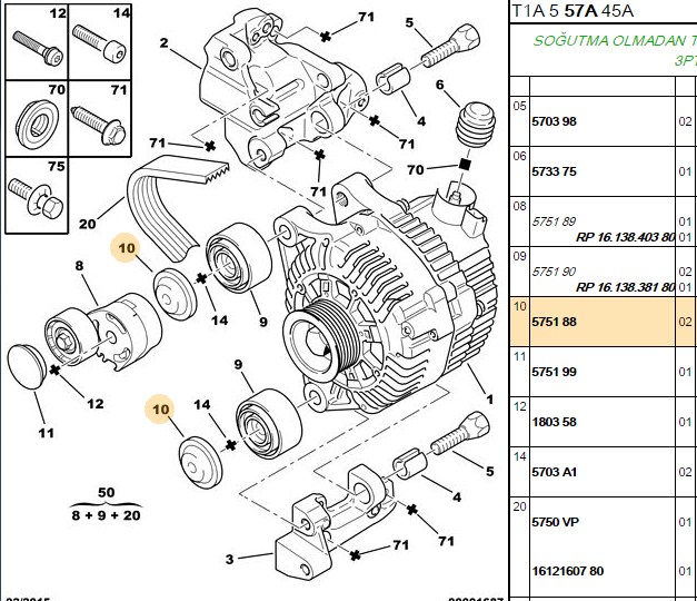 INA Peugeot 407 ve Ford Focus 1.6 Tdci Alternatör Gergi Rulmanı 60 mm