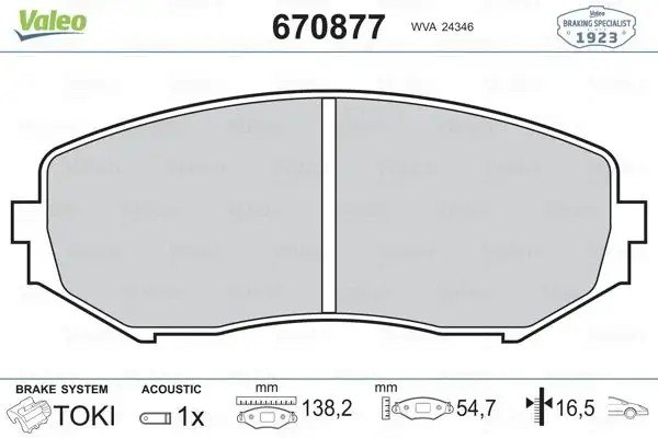 VALEO Suzuki Grand Vitara 2.0 ve Vitara 2.0 Ön Fren Balatası 16,5 mm