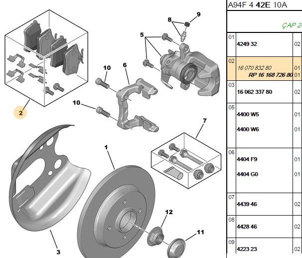 BOSCH Citroen C3 Aircross ve Audi A3 Arka Fren Balatası 16,2 mm