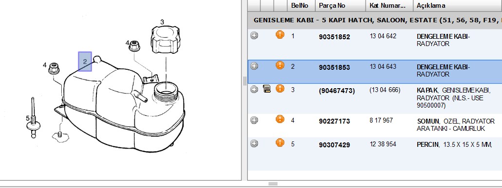 Kale Yedek Su Deposu Kapaklı (Opel Astra F 1.7D/TDS 1.8I/2.0I 16V)