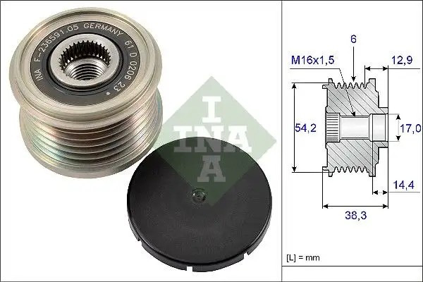 INA Peugeot 207 1.4 Hdi ve Ford Fiesta 1.4 Tdci Alternatör Kasnağı 6 Kanal