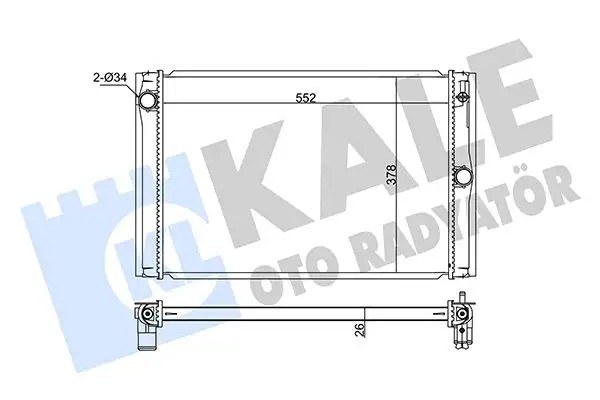 KALE Toyota Auris 1.4 D-4d ve Corolla 1.4 D-4d Su Radyatörü 552×378×26 mm