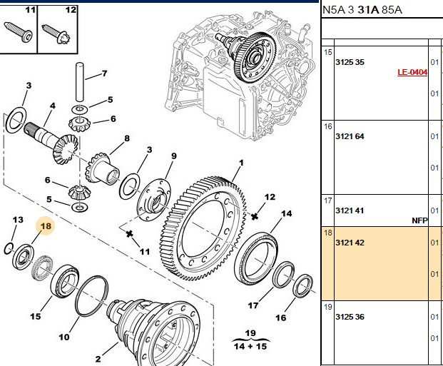 KECE DIFERANSIYEL SAG CIKIS C3 C4 C5 JUMPY XSARA 206 306 307
