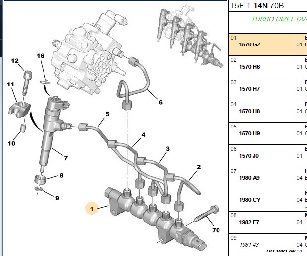 ENJEKTOR RAMPASI TUM MODELLER  TURBO DIZEL DV4 DV6