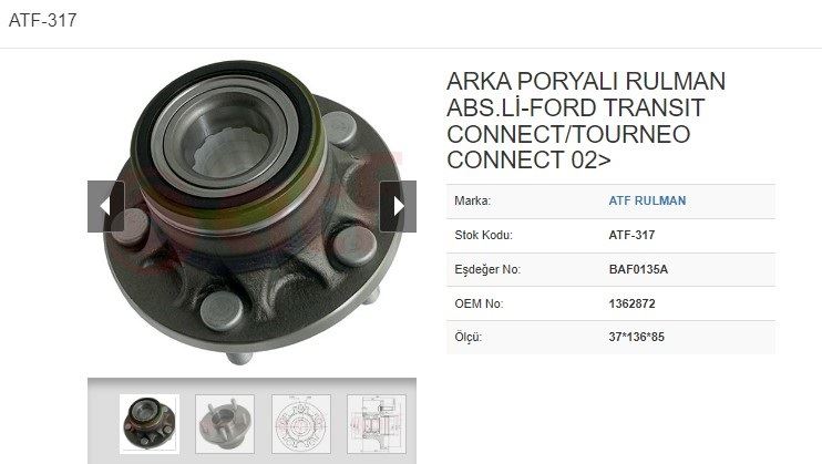 Porya Arka (5D), (Abslı), (37*136*85) (Ford Transit Connect, Tourneo 18 TDCI 02-)