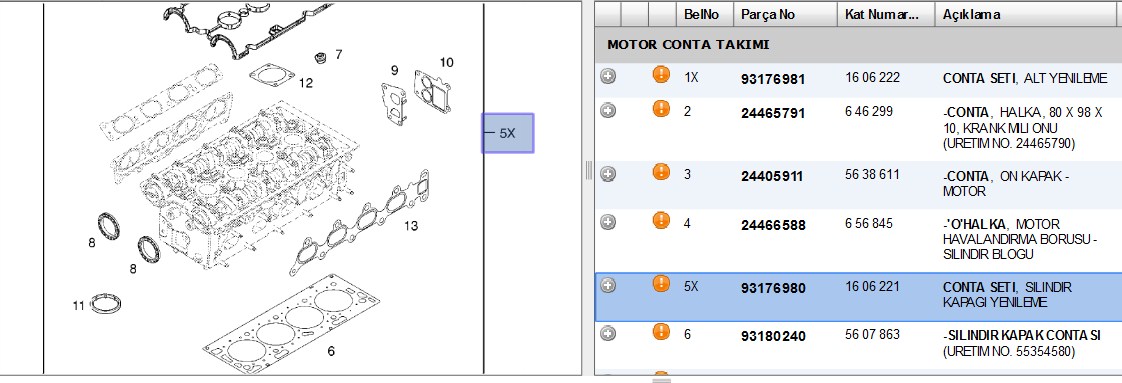 UST TAKIM CONTA (SKC LI) ASTRA G-H VECTRA C MERIVA ZAFIRA 1.6 Z16XEP