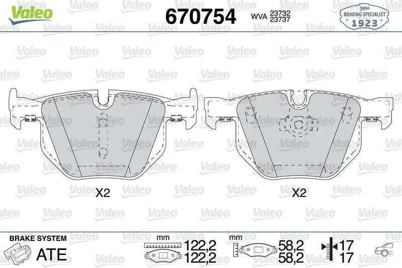 VALEO BMW 530i E60 ve X5 30d Arka Fren Balatası 122 mm