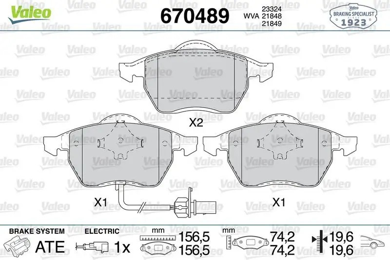 VALEO Audi A4 ve Volkswagen Passat B5 Ön Fren Balatası 157 mm