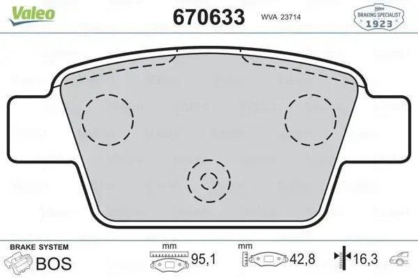 VALEO Fiat Linea ve Mito 1.3/1.4 Arka Fren Balatası 95 mm