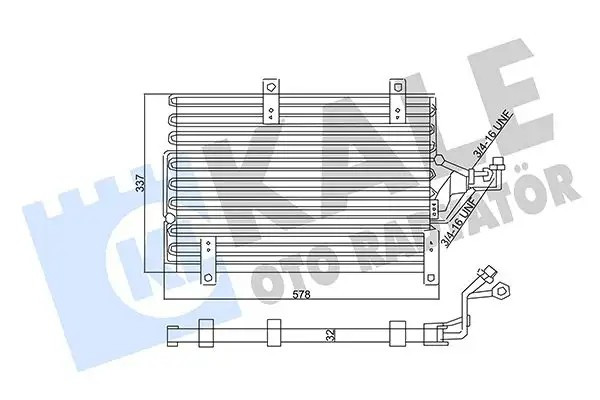 KALE Fiat Tempra 1.6 ve Tipo 1.4/1.6/2.0 Mekanik Kurutucusuz Klima Radyatörü 578×337×32 mm