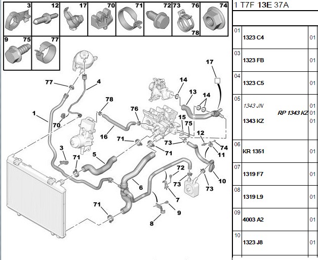 PSA Su Dağıtım Borusu (Peugeot Partner M59, Berlingo M59 1.9 D)