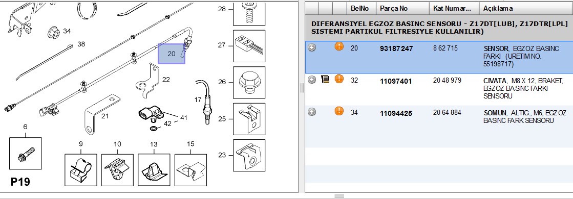 EGZOZ BASIN FARK SENSORU 19DTH ASTRA H VECTRA C (862715)