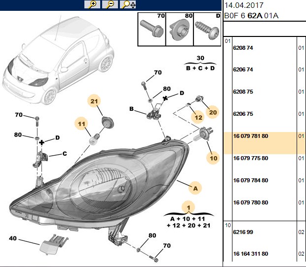 VALEO Far Sol (Peugeot 107 2012/03)