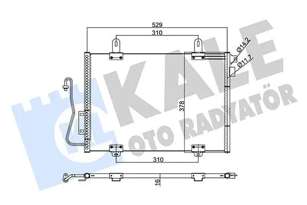 KALE Renault Clio 1.6 ve 1.4 Klima Radyatörü 529×378×16 mm Alüminyum