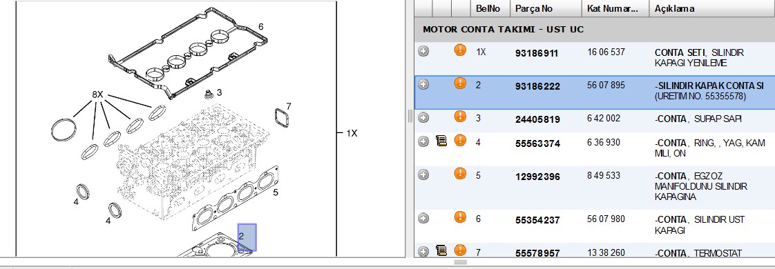 Silindir Kapak Contası (Opel Astra H, Insignia, Chevrolet Cruze)