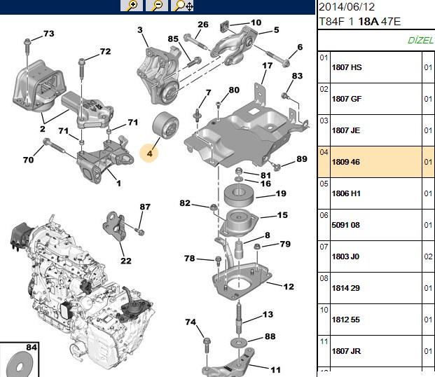Motor Alt Kulak (PEUGEOT EP6CDT, P308, P3008, P5008, RCZ) (OEM:180946, 1809.46)
