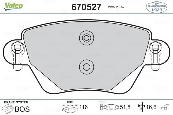 VALEO Ford Mondeo 2.0 ve 2.0 Tdci Arka Fren Balatası 116 mm