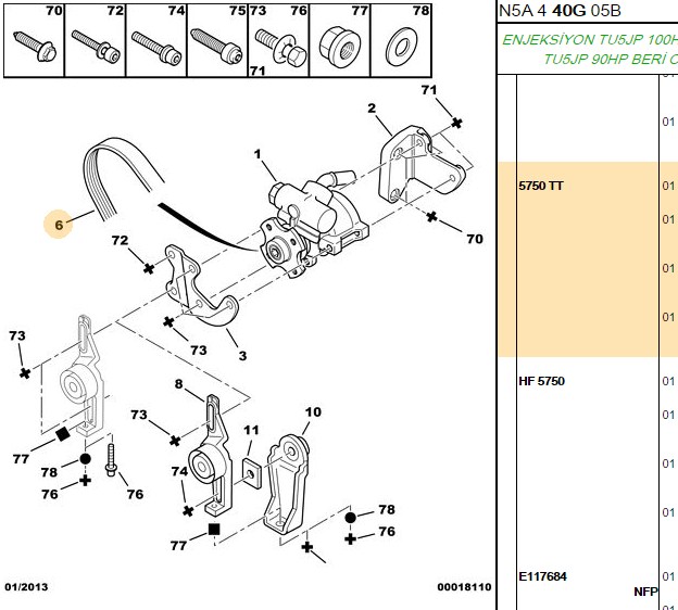 CONTITECH Mercedes CLA 200 ve Peugeot 306 1.6 Alternatör Kayışı 5PK 1255 mm