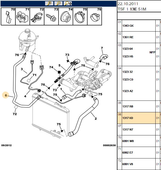 YEDEK SU DEPO HORTUMU DV4TD (1.4 HDI) DV6TED4  (1.6 HDI) 307