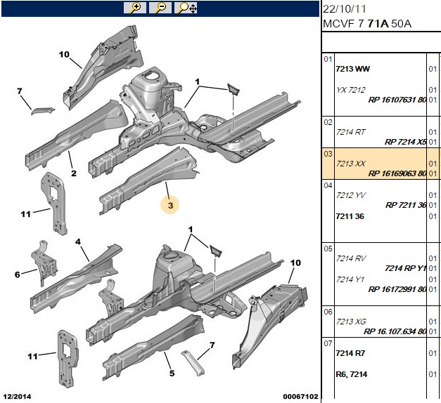 PSA Sase Yan Sacı (OEM:7213WT;7213.WT)