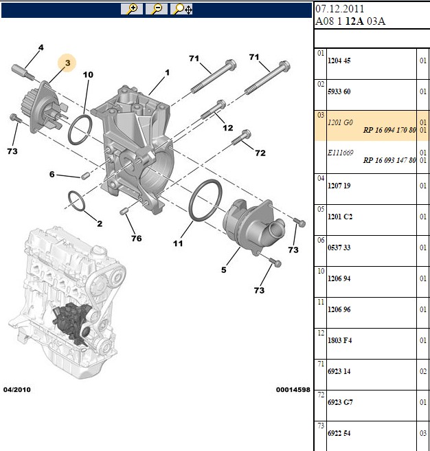 KALE Peugeot 206 ve Citroen C3 1.4 TU3A TU3JP Su Pompası Devirdaim