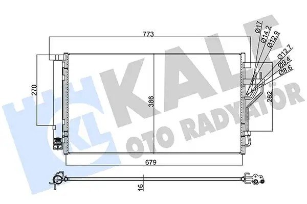 KALE Hyundai ix35 ve Kia Sportage Klima Radyatörü 679×386×16 mm Kurutuculu