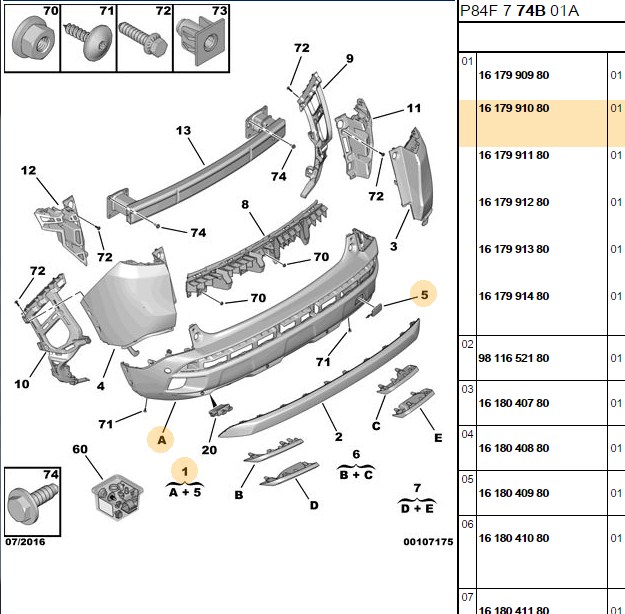 PSA Arka Tampon Peugeot P3008 (P84E)