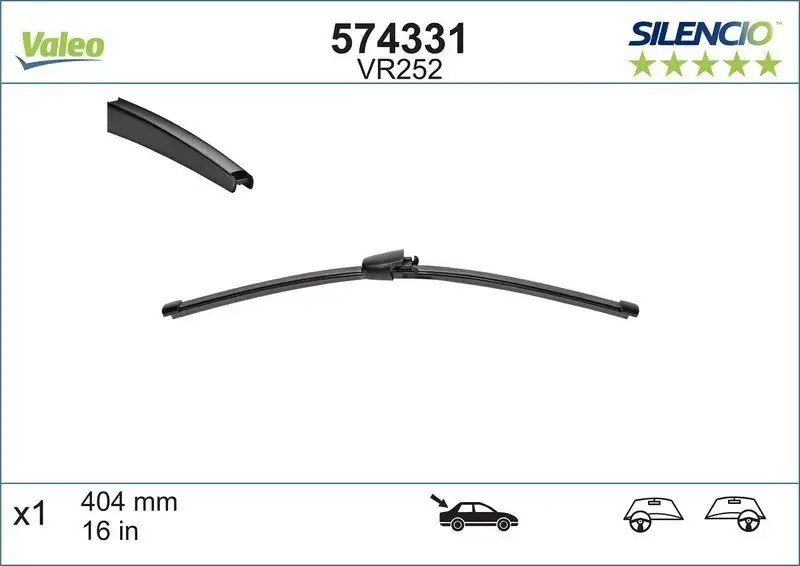 VALEO Volkswagen Touran 1.4 Tsi ve Skoda Fabia 1.6 Arka Silecek Süpürgesi 404 mm