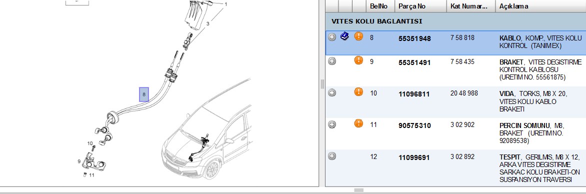 VITES HALATI ZAFIRA B Z19DTH (758818)