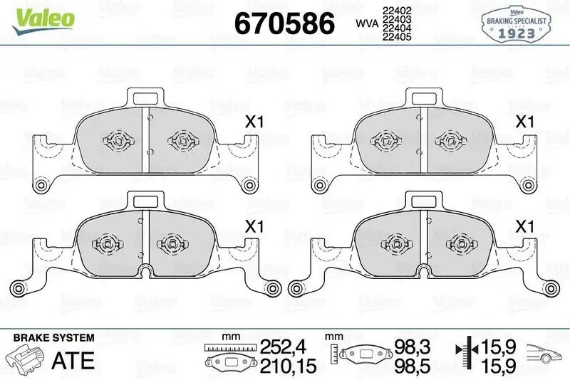 VALEO Audi A4 ve A5 Q5 2.0 Tdi Ön Fren Balatası 252 mm