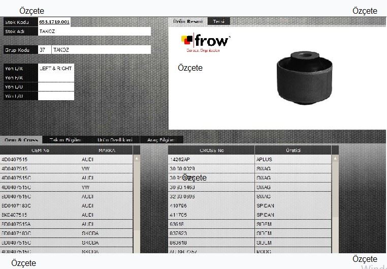 FROW Audi A4 A6 A8 Tabla Burcu 10 mm İç Çap