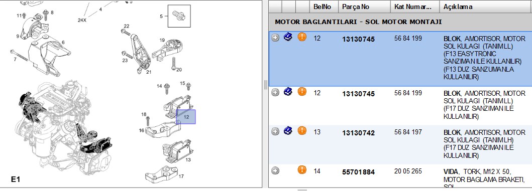 UCEL Opel Corsa D 1.0 - 1.2 - 1.4 Motor Takozu Sol Hidrolik