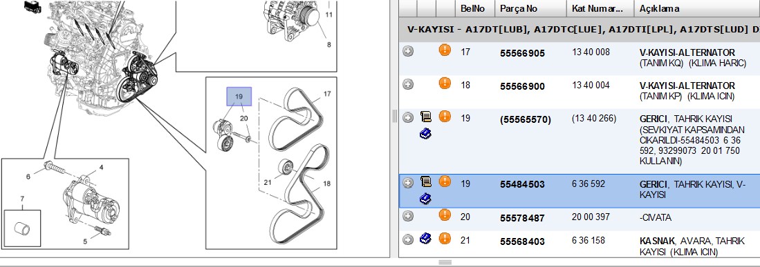 ALTERNATOR GERGI RULMANI OPEL ASTRA J A17DT (636592)