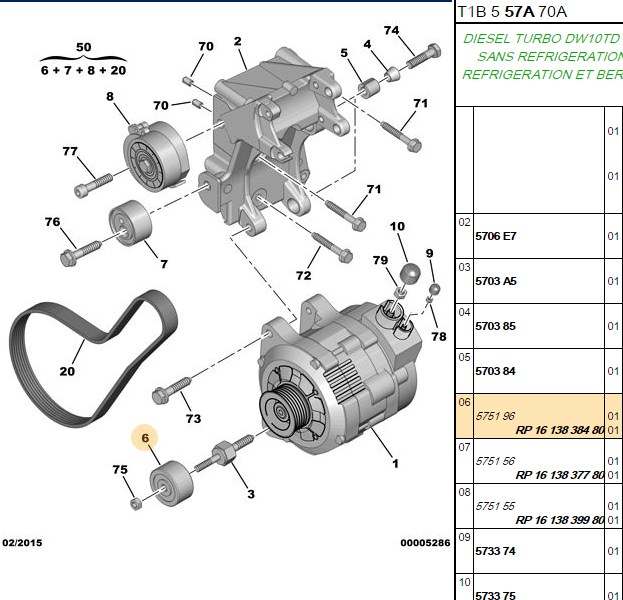 Alternatör Kayışı Kiti (2.0 HDI, Klimasız) (Partner M59, 406, Expert, Berlingo, Xantia, Jumpy)