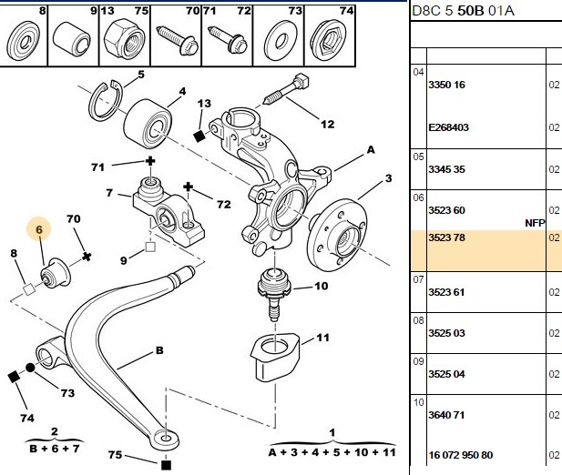 Delphi Alt Salıncağın Burcu (Peugeot P406)