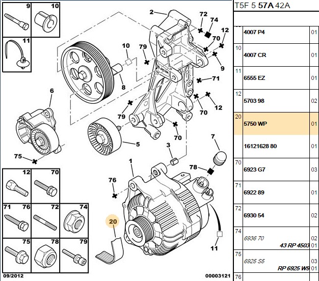 ERP Alternatör (V) Kayışı (6PK1705) (Peugeot P206 P307 P407 Partner)