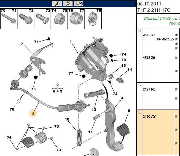 PSA Debriyaj Teli (Peugeot 206 OEM:2150AY;2150.AY)