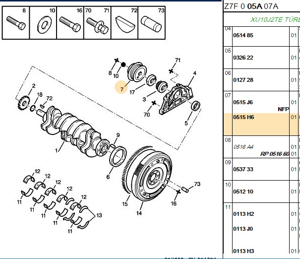 KRANK KASNAGI PEUGEOT 306 EKSPERT 1.8 2.0 406 2.0T 93- XU7JP XU10J