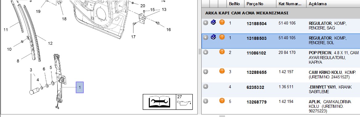 PSA Cam Krıkosu Manuel Arka Sol (Corsa D)
