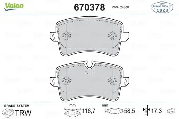VALEO Audi A4 A5 Q5 2.0 Tdi/Tfsi Arka Fren Balatası 117 mm