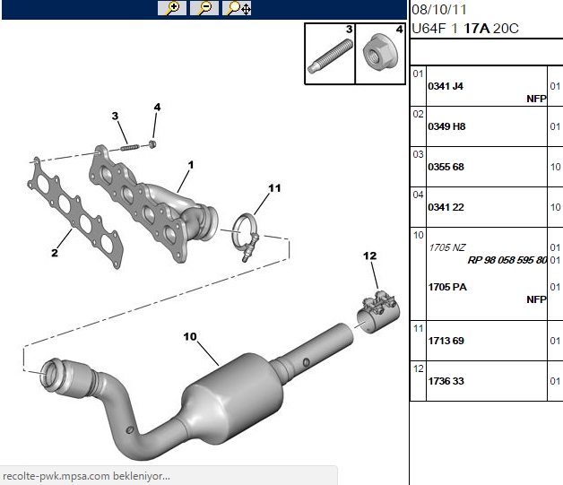 Egzoz Manifold Contası Peugeot 206 307 Partner 16 16V TU5JP4