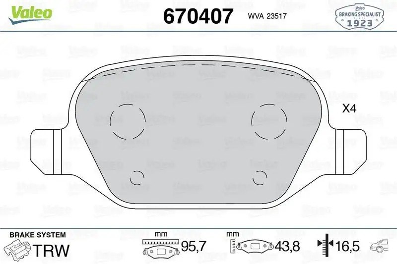 VALEO Fiat Linea, Alfa Romeo 156 ve 147 1.6 Arka Fren Balatası 96 mm