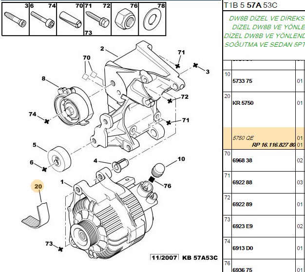 PSA Toyota Corolla Skoda Felicia Ford Escort V Kayışı 1675 mm